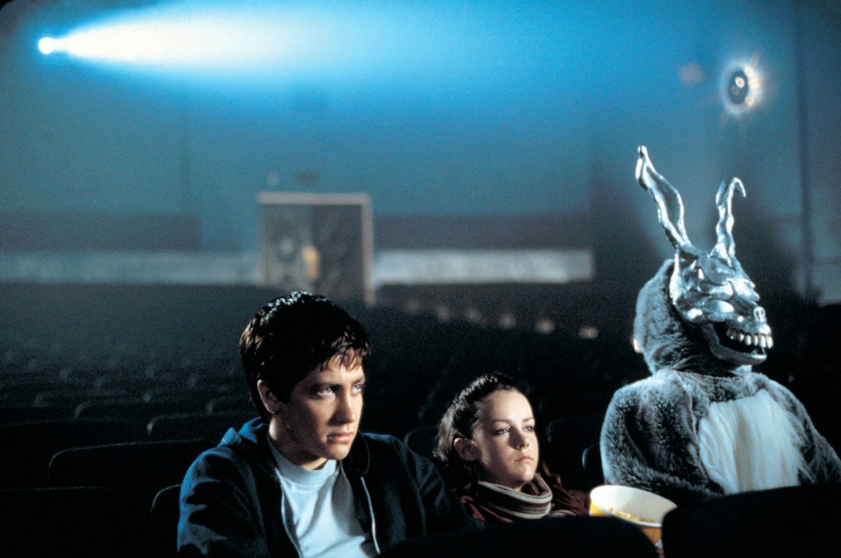 Jake Gyllenhaal as Donnie Darko, Jena Malone as Gretchen Ross, and James Duval as Frank in the 2001 science fiction psychological thriller film Donnie Darko