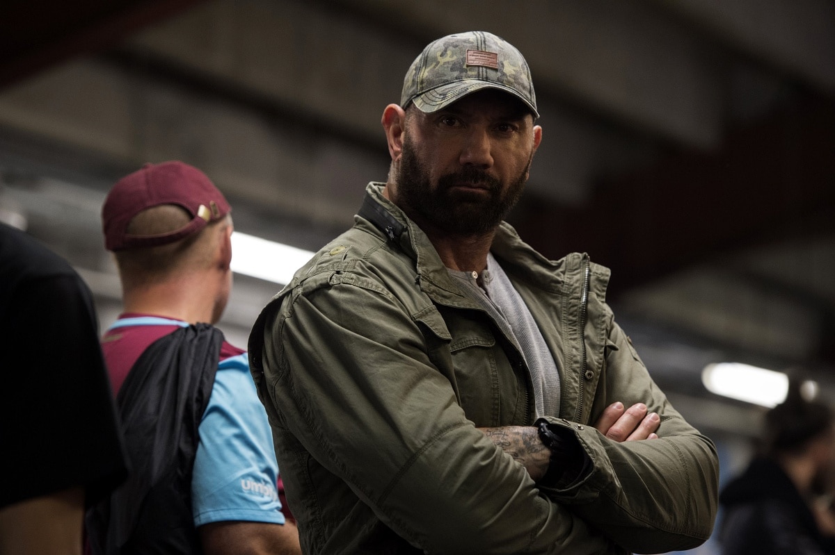 Dave Bautista as Michael Knox in the 2018 action thriller film Final Score