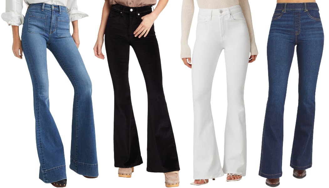 Flared jeans, a celebrity favorite, are known for creating the illusion of longer legs and adding flair to any outfit