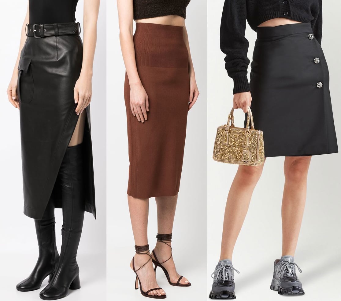 High-waisted skirts come in a variety of lengths and create a flattering look