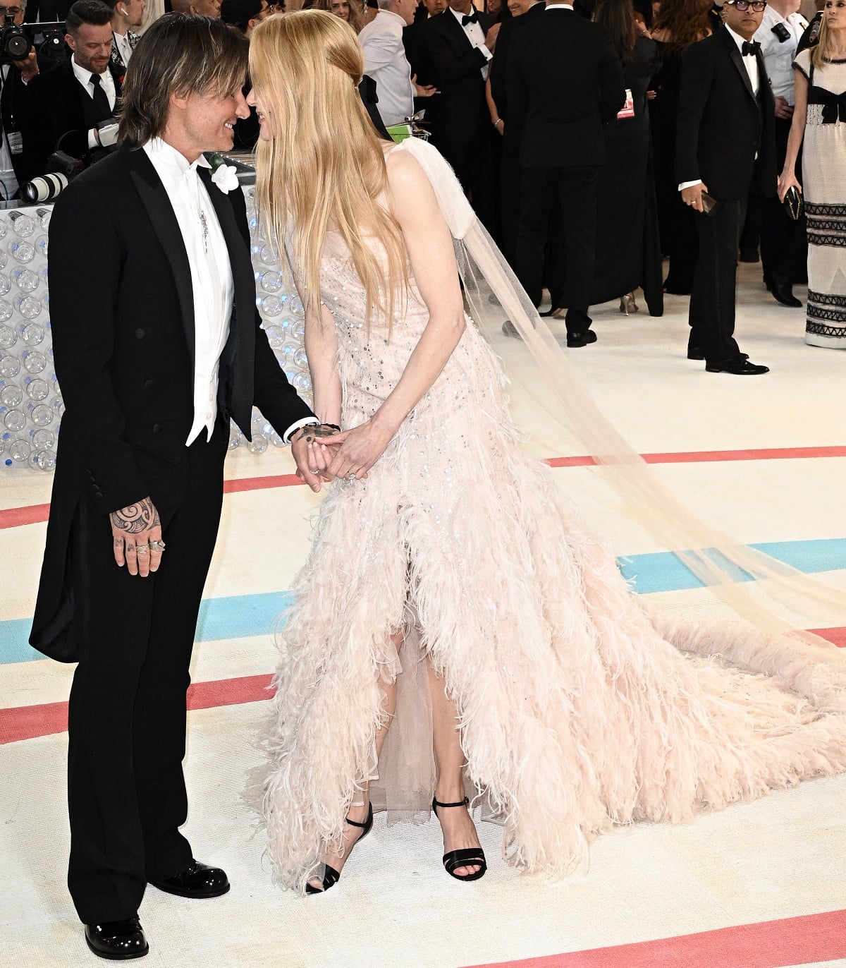 Keith Urban and Nicole Kidman making an affectionate display at the 2023 Met Gala