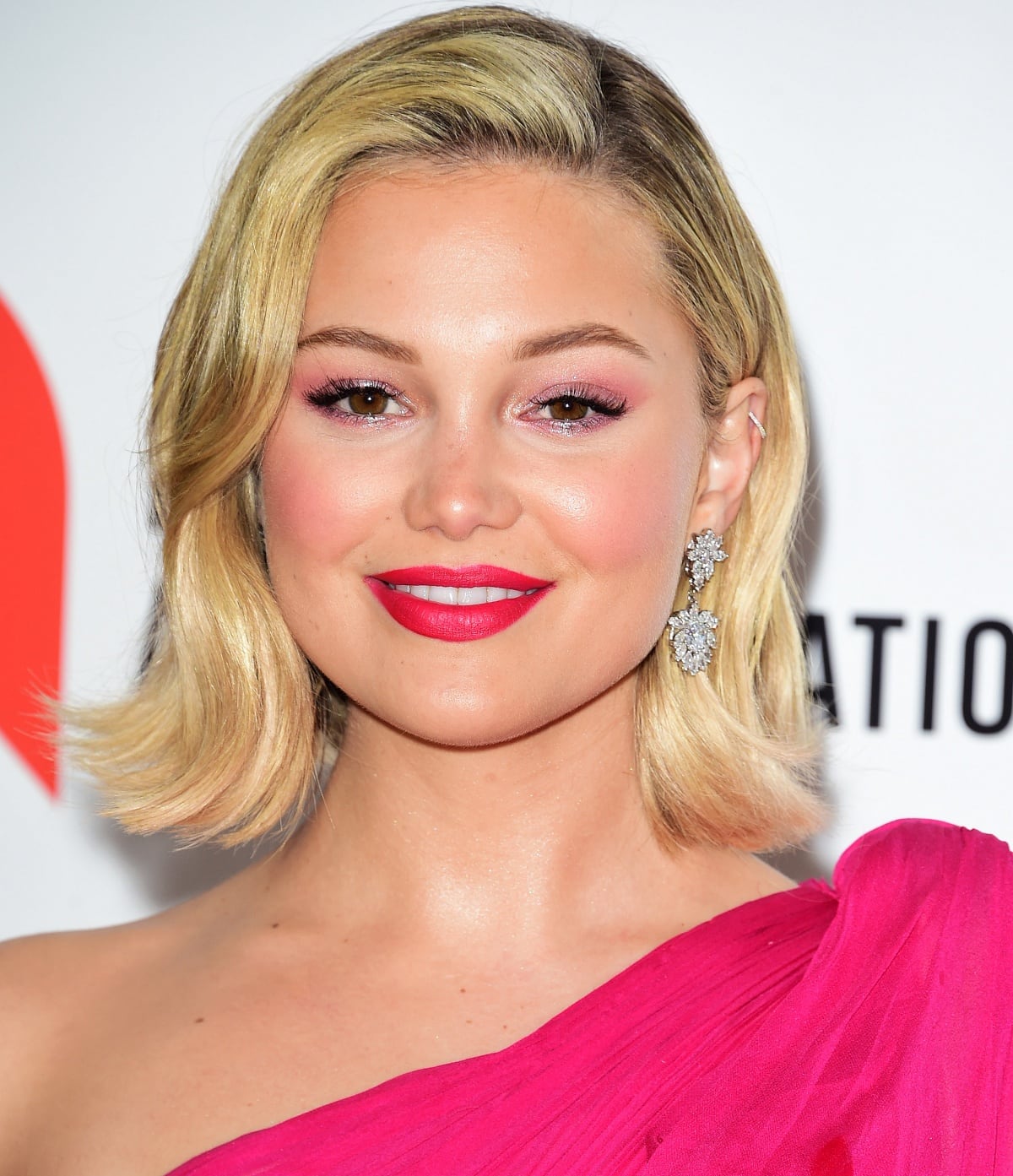 Olivia Holt looking glamorous at the 2020 Elton John Oscar Viewing Party