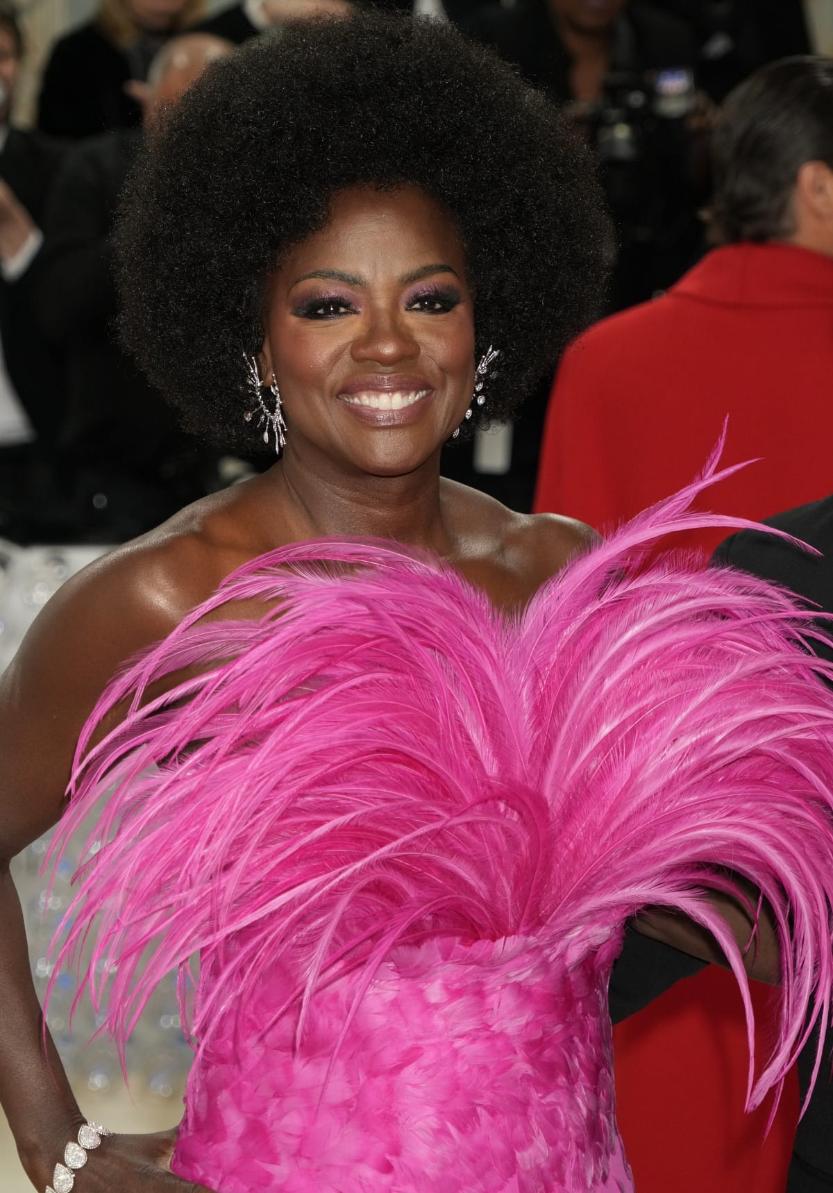 Viola Davis in a head-turning pink feathered gown at the 2023 Met Gala