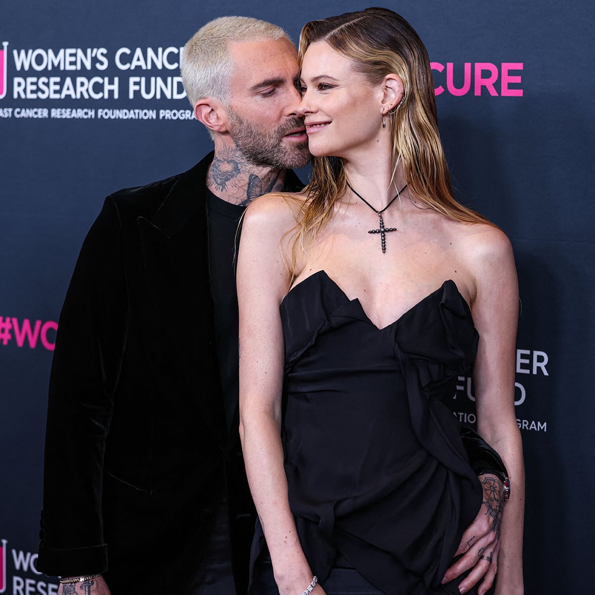 Adam Levine and Behati Prinsloo pack on the PDA at The Women’s Cancer Research Fund’s 2023 Unforgettable Evening Benefit Gala held at the Beverly Wilshire, A Four Seasons Hotel, on March 16, 2023