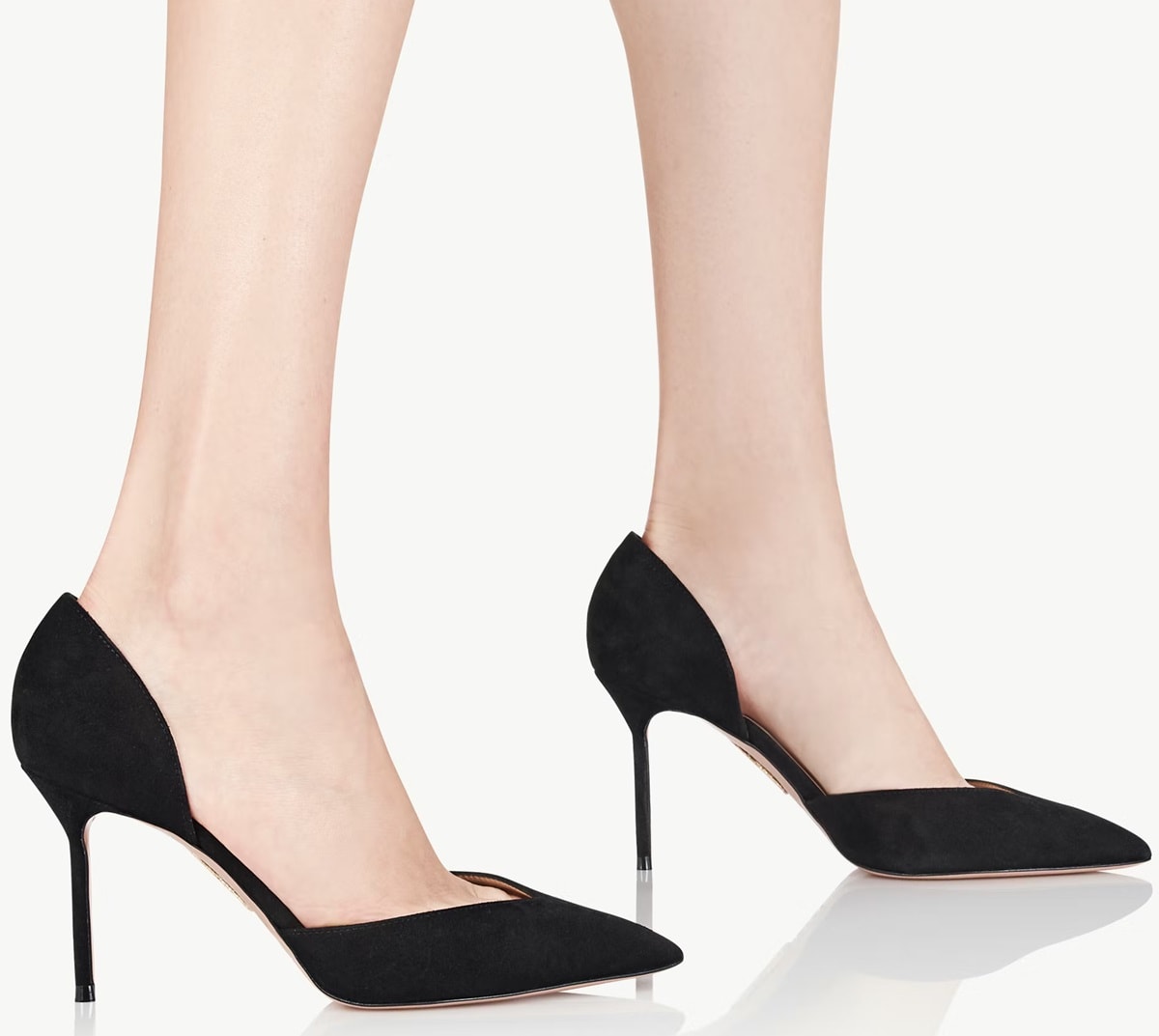 The Aquazzura Uptown is a d'Orsay style of pumps with low vamps, pointed toes, and stiletto heels