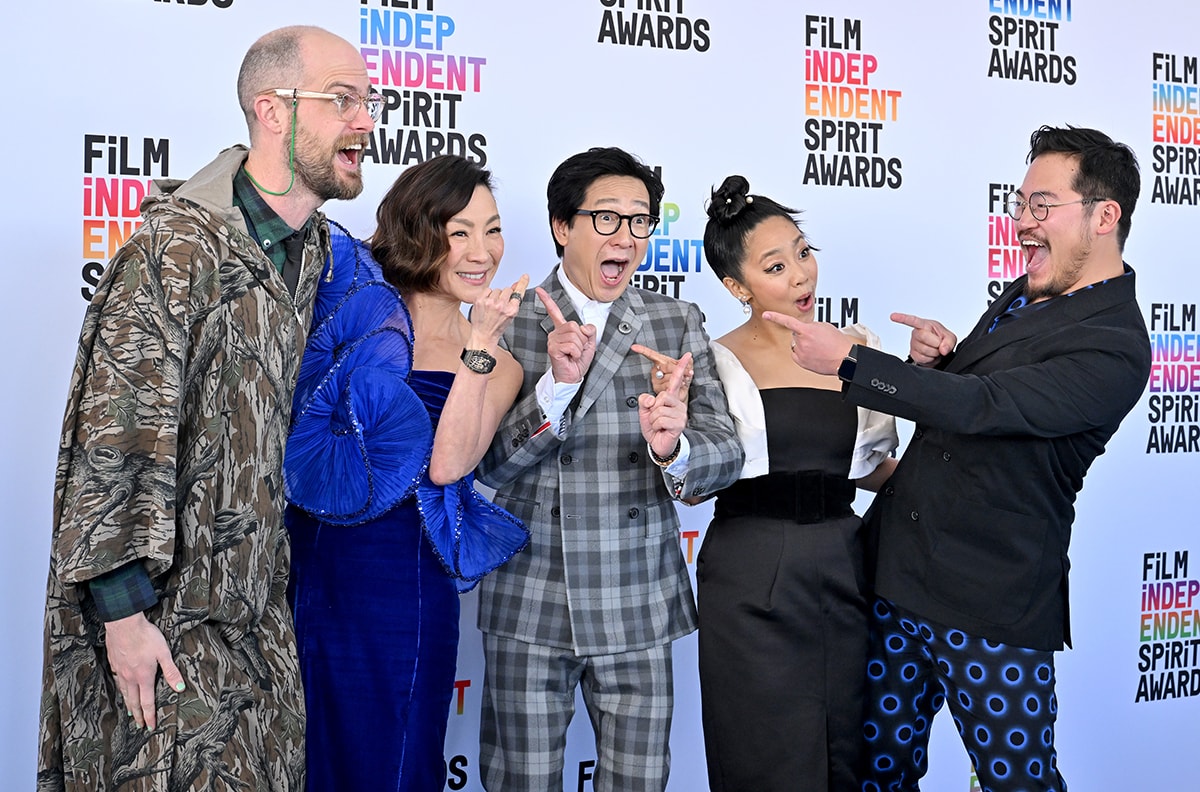 Daniel Scheinert, Michelle Yeoh, Ke Huy Quan, Stephanie Hsu, and Daniel Kwan at the Film Independent Spirit Awards on March 4, 2023