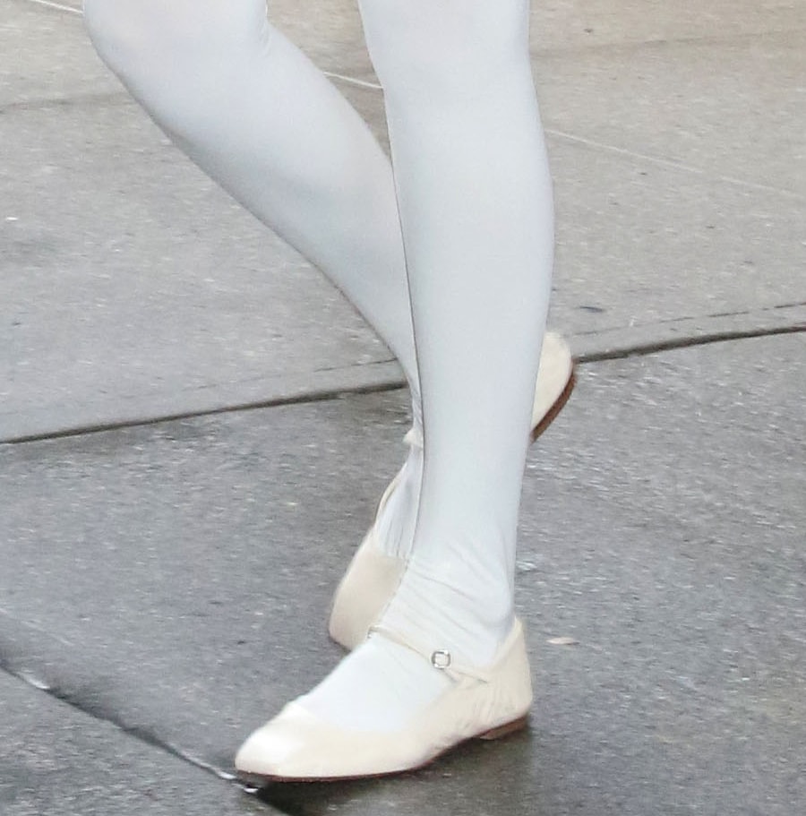 Gigi Hadid hits the pavement in Aeyde Uma creamy nappa Mary Jane flats