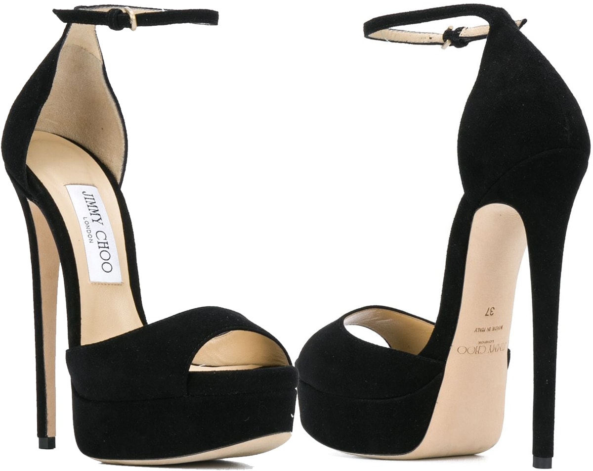 The Jimmy Choo Max boasts thick platforms and towering 6-inch heels