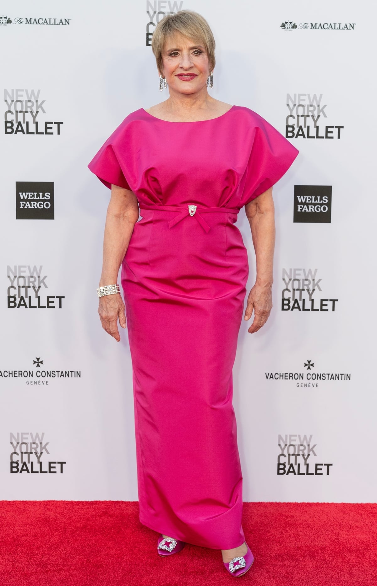 Patti LuPone graced the New York City Ballet Fall Fashion Gala at the David Koch Theater on October 5, 2023, wearing a stunning dress designed by Wes Gordon for Carolina Herrera