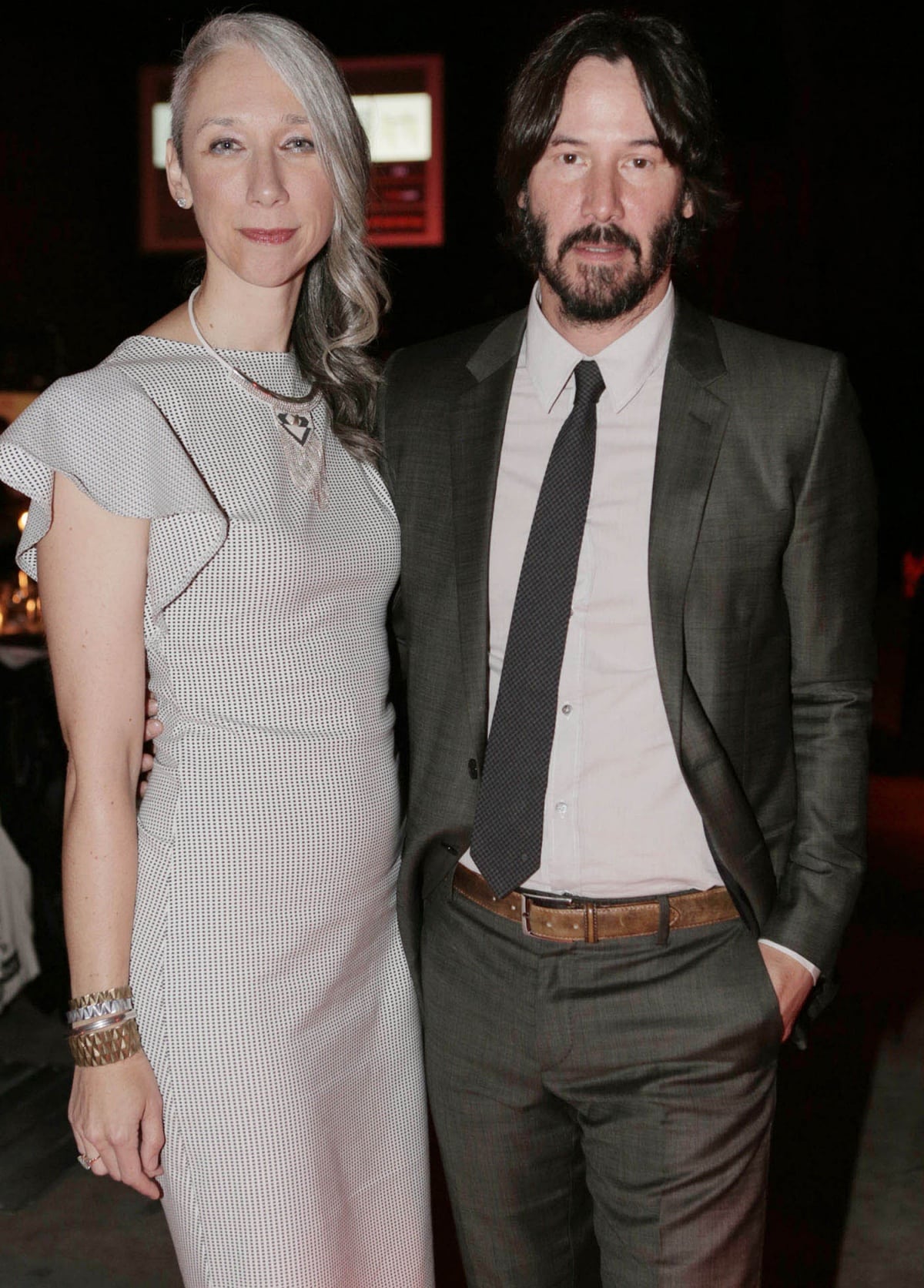 Alexandra Grant and Keanu Reeves looked lovely together as they posed for photographs at the UNAIDS Gala during Art Basel 2016