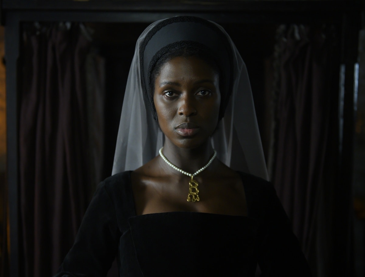 Jodie Turner-Smith as Anne Boleyn in the British three-part psychological thriller miniseries Anne Boleyn