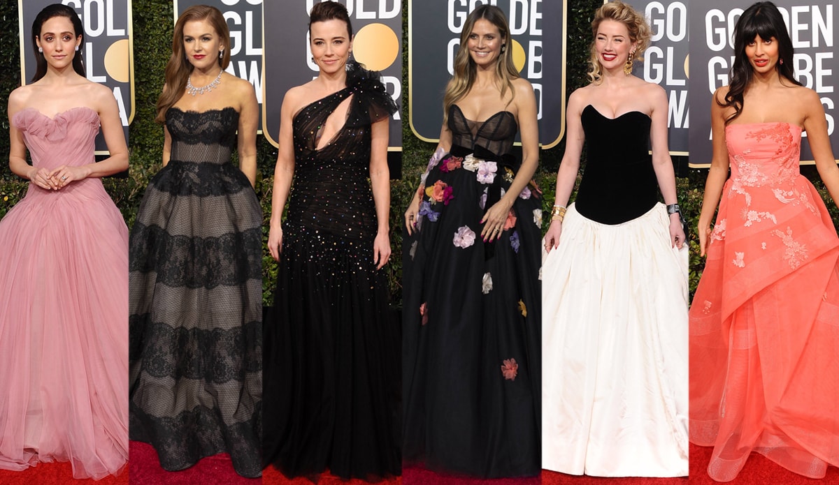 Emmy Rossum, Isla Fisher, Linda Cardellini, Heidi Klum, Amber Heard, and Jameela Jamil were just six of the eight celebrities who wore Monique Lhuillier to the 2019 Golden Globe Awards