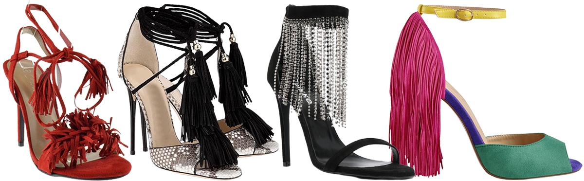 Fringe heels can add a touch of bohemian vibe to night-time outfits