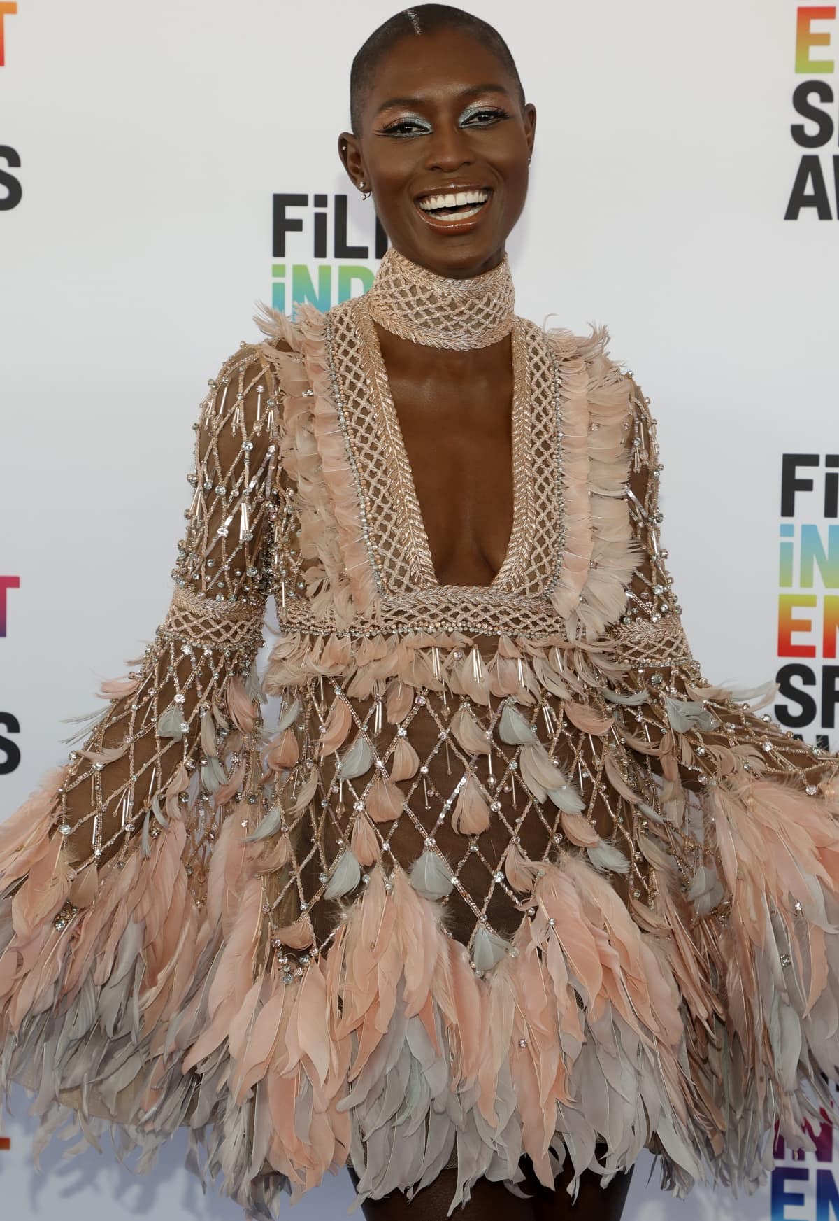 Jodie Turner-Smith wearing a gorgeous Elie Saab couture gown that’s all about theatrical splendor