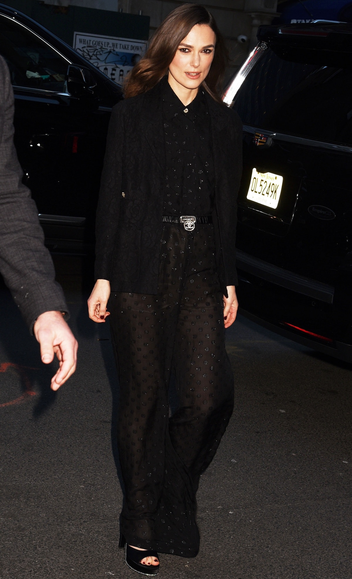 Keira Knightley arriving at her hotel after her guest appearance on The Tonight Show Starring Jimmy Fallon