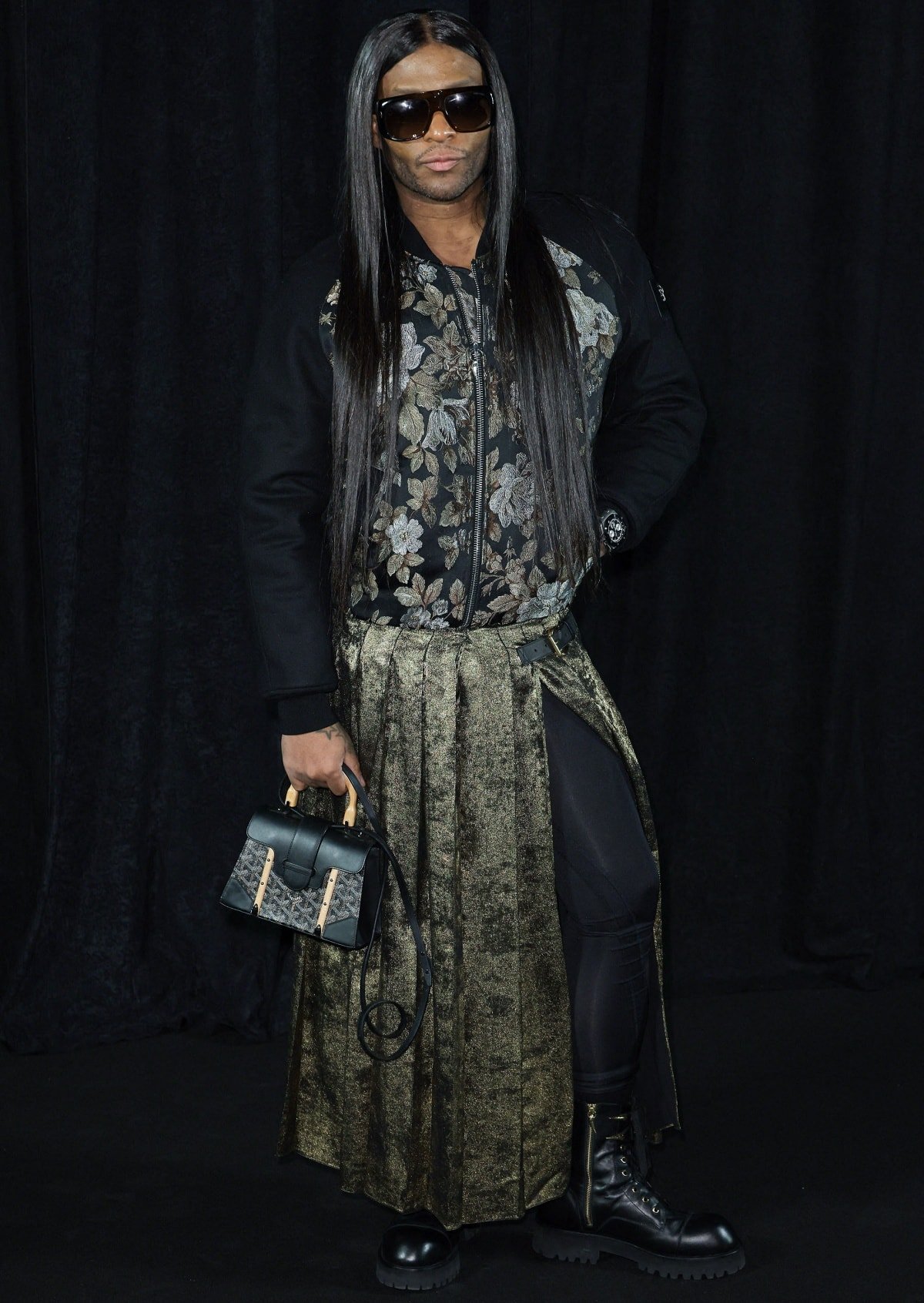 Law Roach attending the Roberto Cavalli Spring/Summer 2023 show during Milan Fashion Week