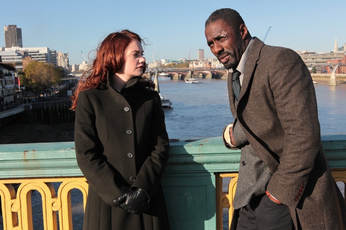 Ruth Wilson as Alice Morgan and Idris Elba as DCI John Luther in the British psychological crime thriller television series Luther