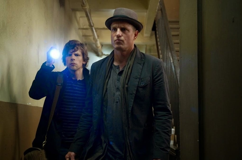 Jesse Eisenberg as J. Daniel Atlas and Woody Harrelson as Merritt McKinney in the 2013 heist film Now You See Me
