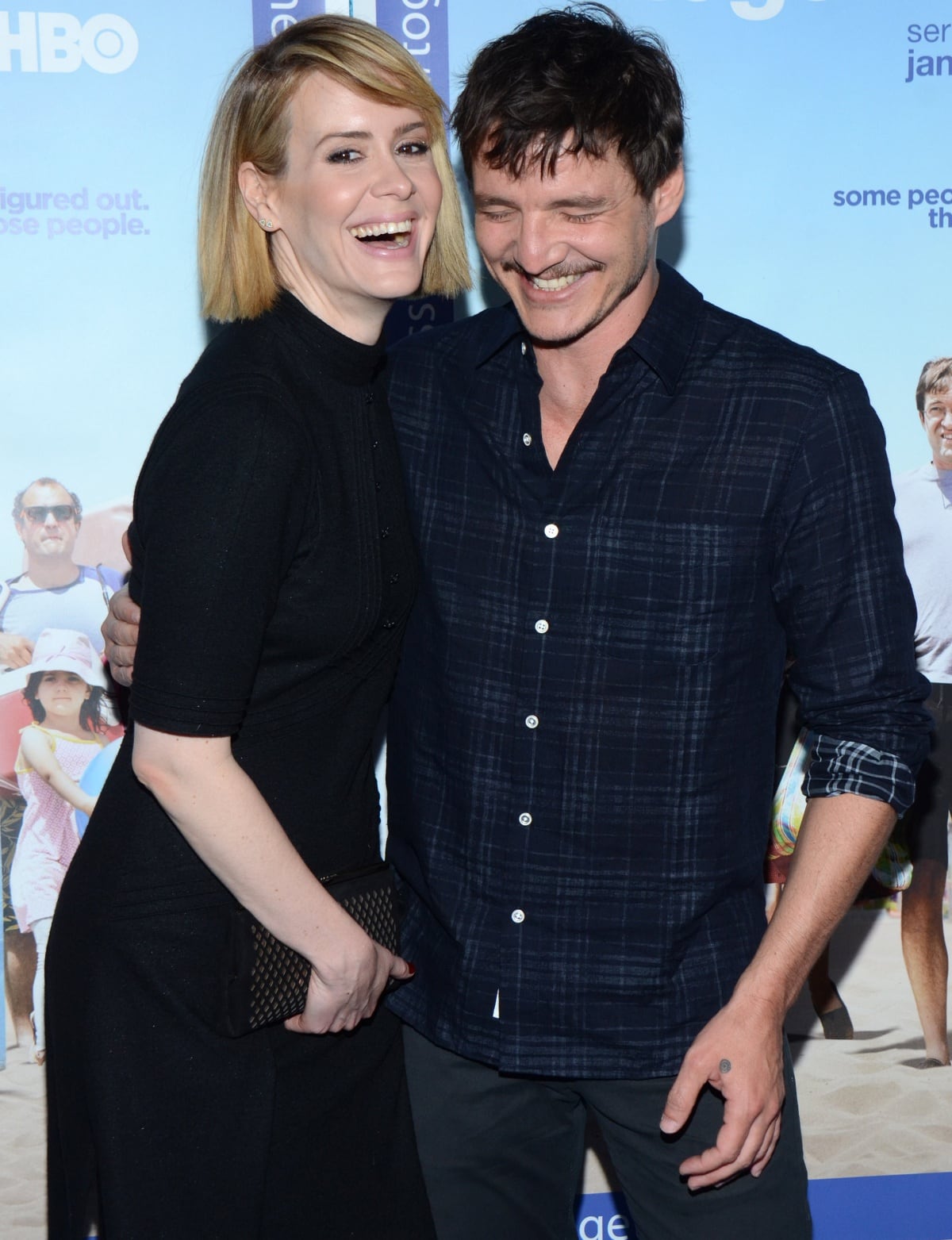 Sarah Paulson and Pedro Pascal having a good time at the premiere of HBO’s Togetherness