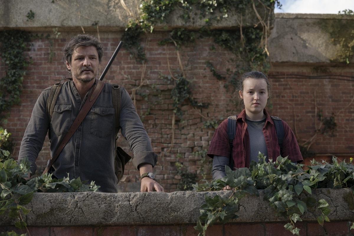 Pedro Pascal as Joel Miller and Bella Ramsey as Ellie Williams in the post-apocalyptic drama television series The Last of Us