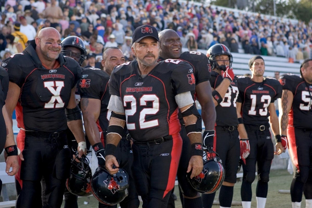 The cast of The Longest Yard filming the final football match at El Camino College’s Murdock Stadium in Torrance, California