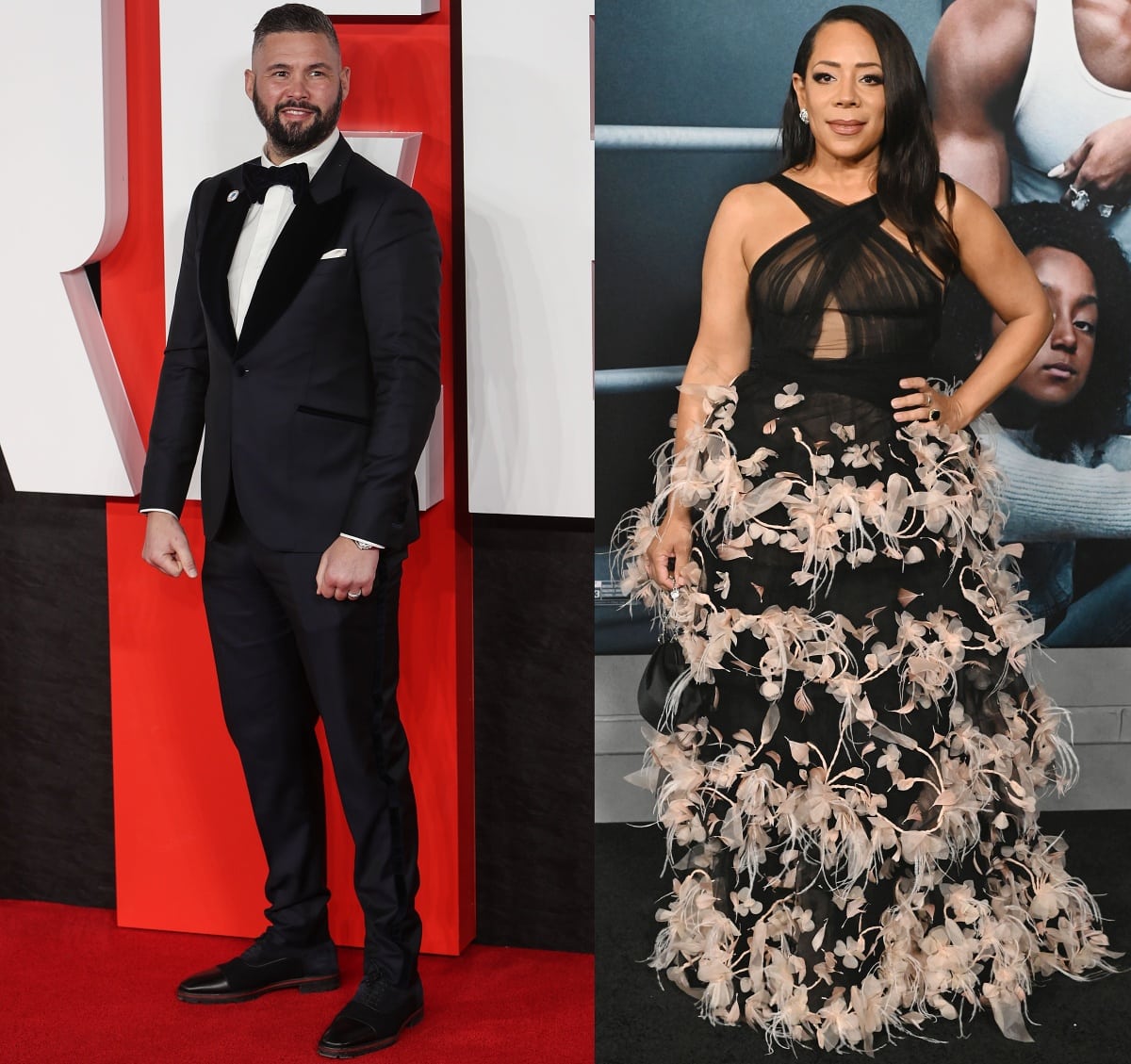 Tony Bellew at the European premiere of Creed III and Selenis Leyva at the Los Angeles premiere of Creed III