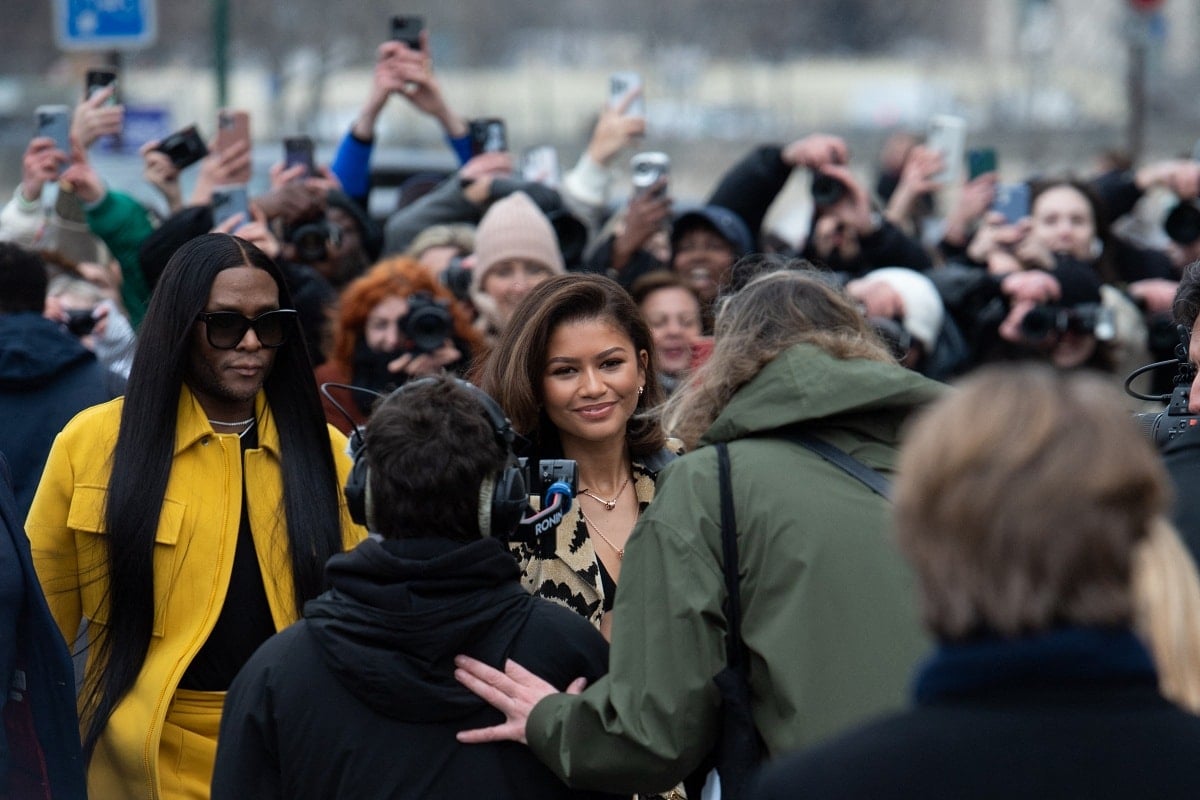 Stylist Law Roach and Zendaya on their way to the Louis Vuitton Fall/Winter 2023 runway presentation during Paris Fashion Week