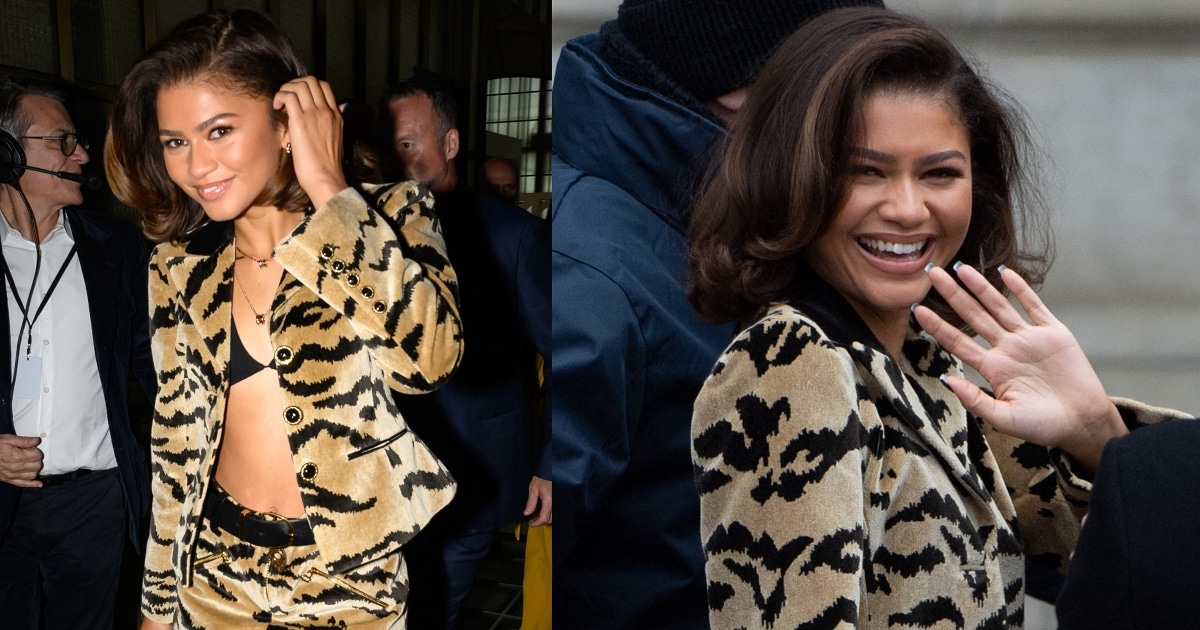 Zendaya Goes Wild in Tiger-Printed Boots at Louis Vuitton's PFW