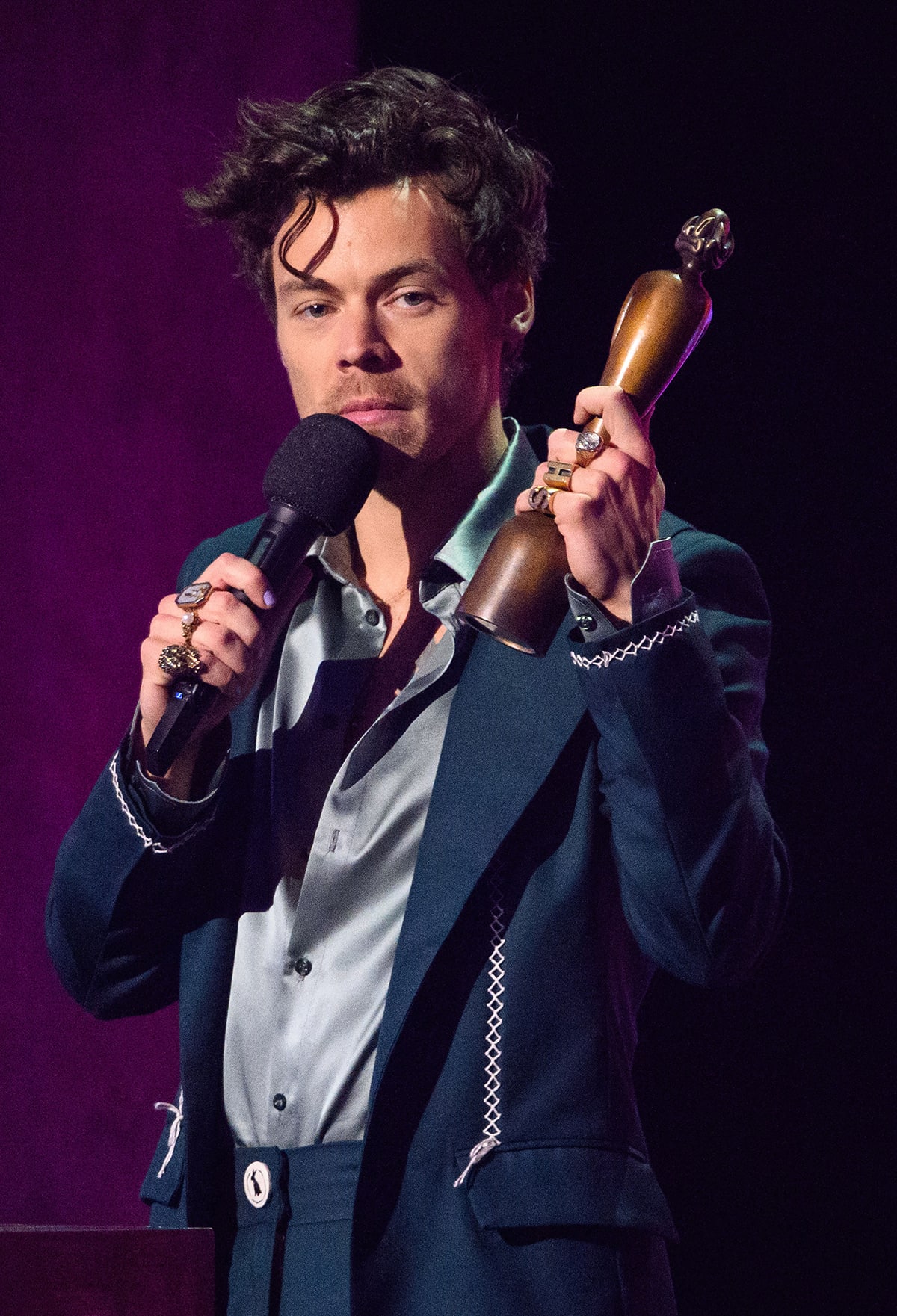 Harry Styles at the Brit Awards 2023 Show at the O2 Arena, London in February 2023