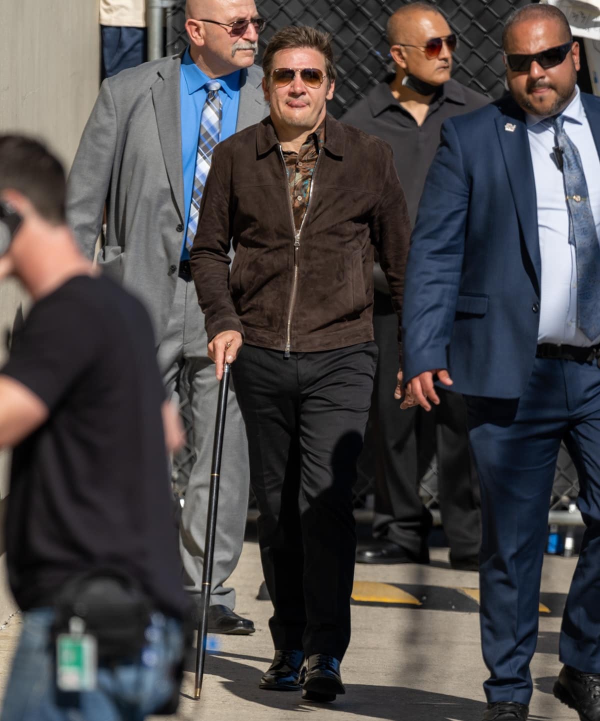 Jeremy Renner made a remarkable recovery from his near-death snowplow accident as he walked into Jimmy Kimmel's studio