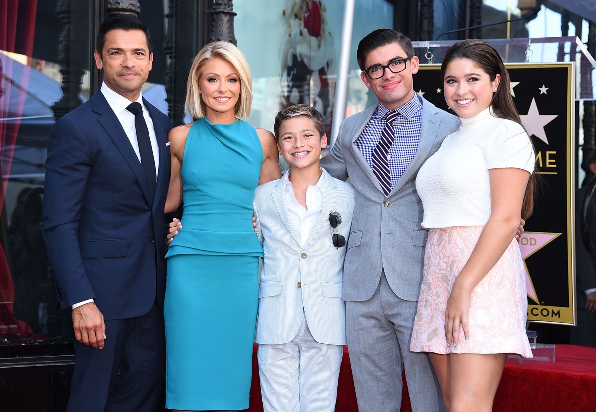 Kelly Ripa, husband Mark Consuelos, daughter Lola Consuelos, sons Michael Consuelos and Joaquin Consuelos attend the ceremony honoring Kelly Ripa with a star on the Hollywood Walk of Fame