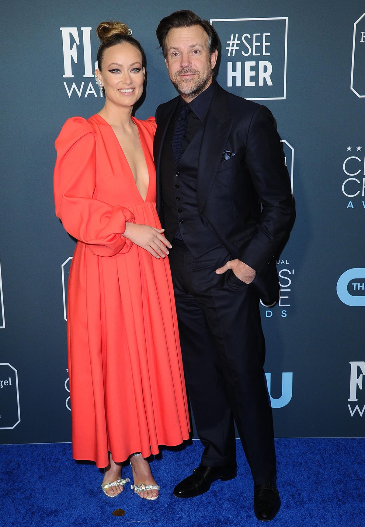 Olivia Wilde and Jason Sudeikis pose together at the 25th Annual Critics Choice Award in 2020