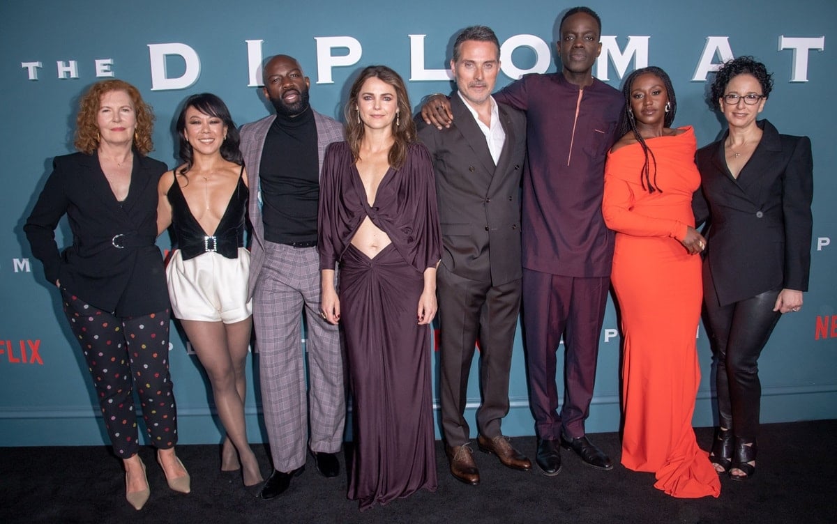 Janice Williams, Ali Ahn, David Gyasi, Keri Russell, Rufus Sewell, Ato Essandoh, Nana Mensah, and Debora Cahn attend The Diplomat - NY Premiere