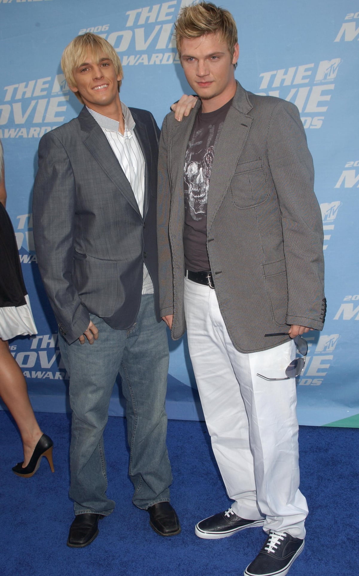 Aaron Carter and Nick Carter attending the 2006 MTV Movie Awards