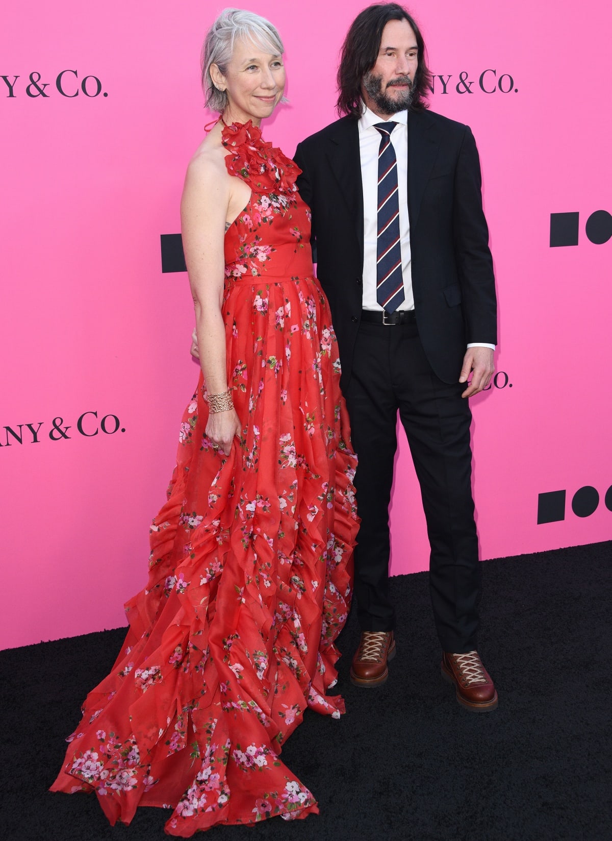 Alexandra Grant and Keanu Reeves making a rare red carpet appearance at the MOCA Gala 2023