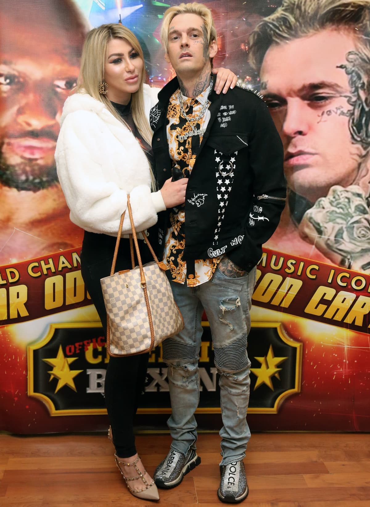 Aaron Carter with Melanie Martin at the Celebrity Boxing Press Conference