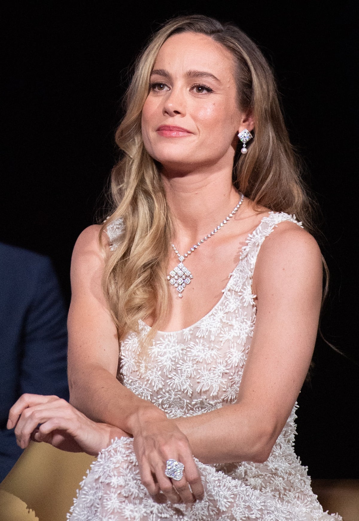 Brie Larson adorned herself with a stunning set of geometric diamond Chanel High Jewelry