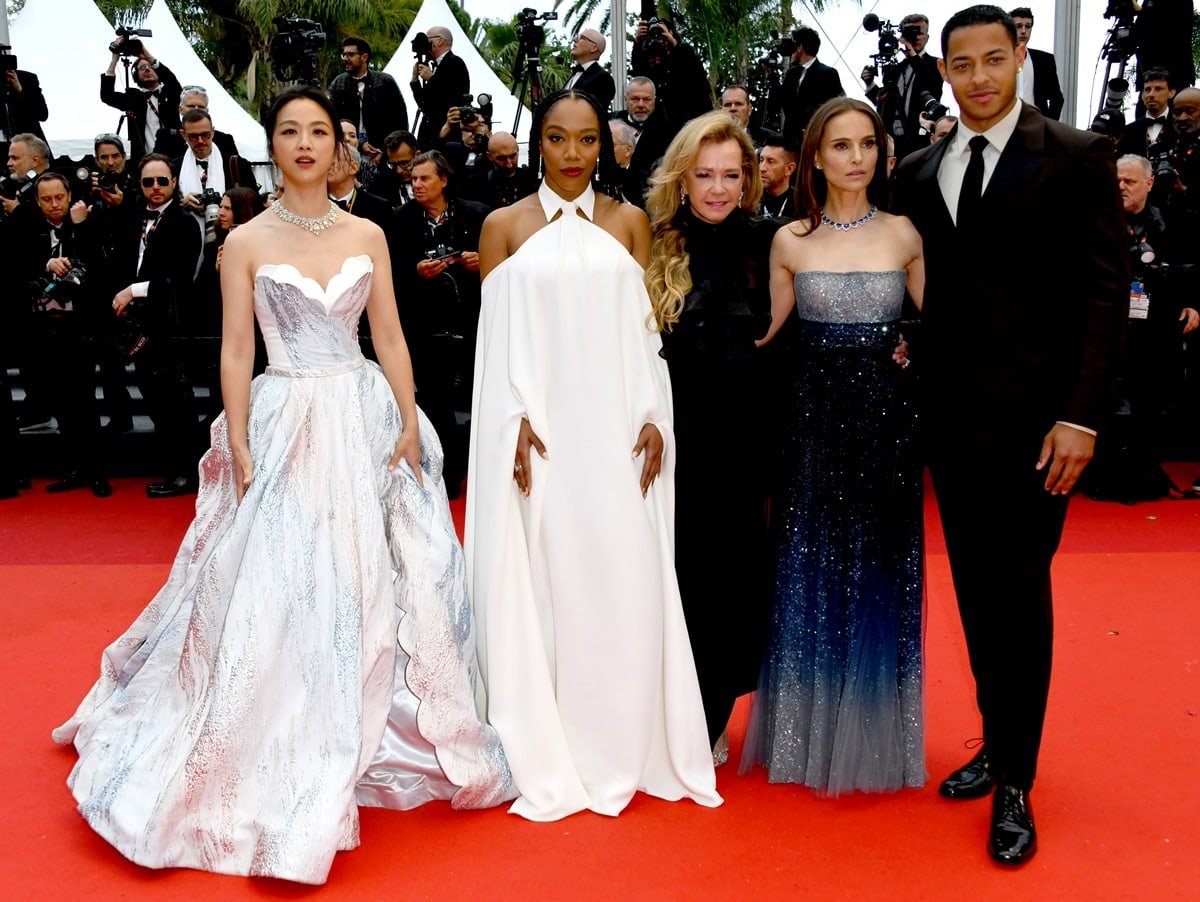 Daryl McCormack, Natalie Portman, Caroline Scheufele, Naomi Ackie, and Tang Wei attend the "The Zone Of Interest" red carpet during the 76th annual Cannes film festival