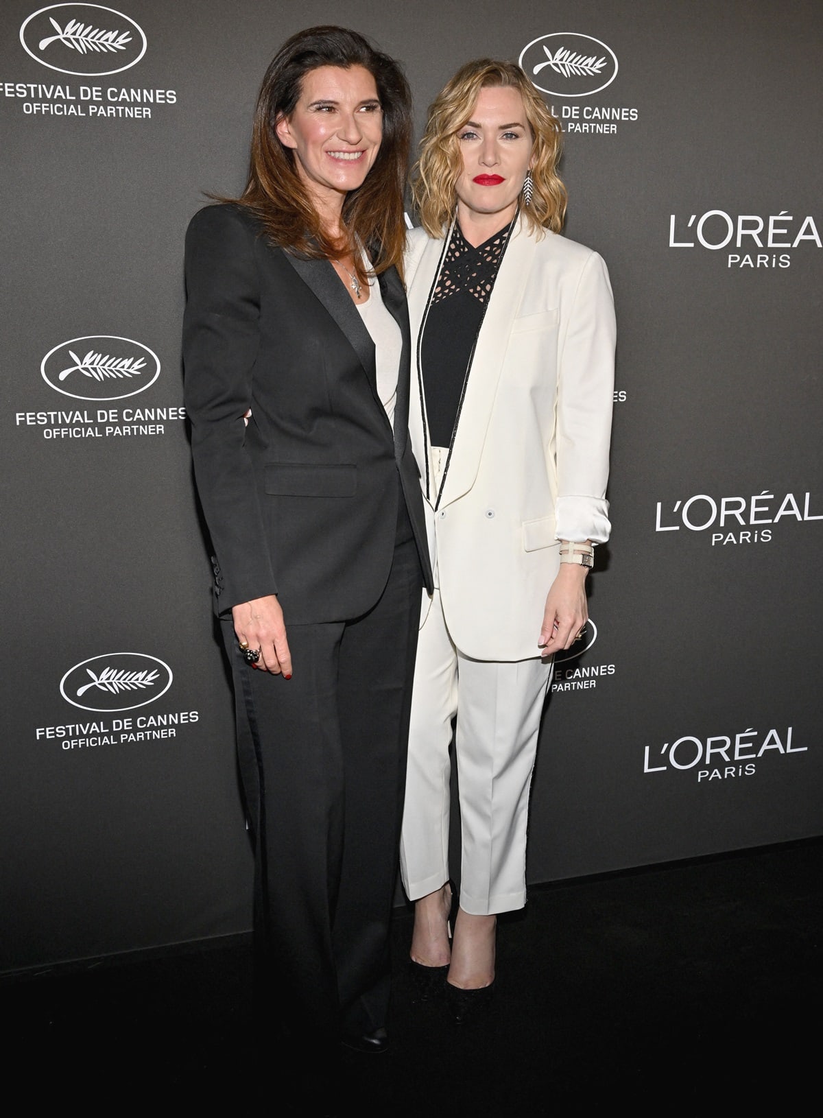 Delphine Viguier-Hovasse and Kate Winslet attended the L'Oreal - Lights on Women Award at the 76th annual Cannes film festival