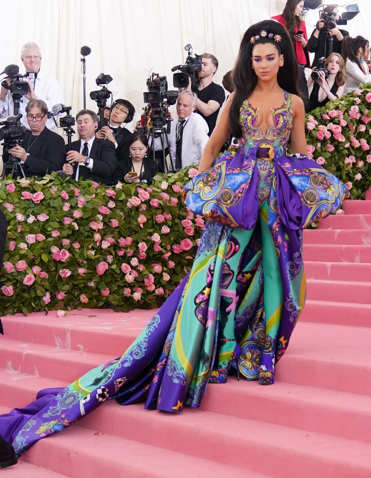 Dua Lipa wore an eye-catching Atelier Versace gown that was perfectly suited to the occasion at the 2019 Met Gala celebrating Camp: Notes on Fashion