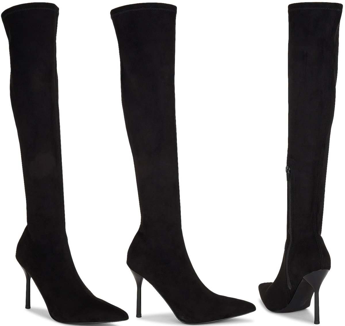 Jeffrey Campbell's Operate thigh-high boots are crafted from faux suede and feature pointed toes and stiletto heels