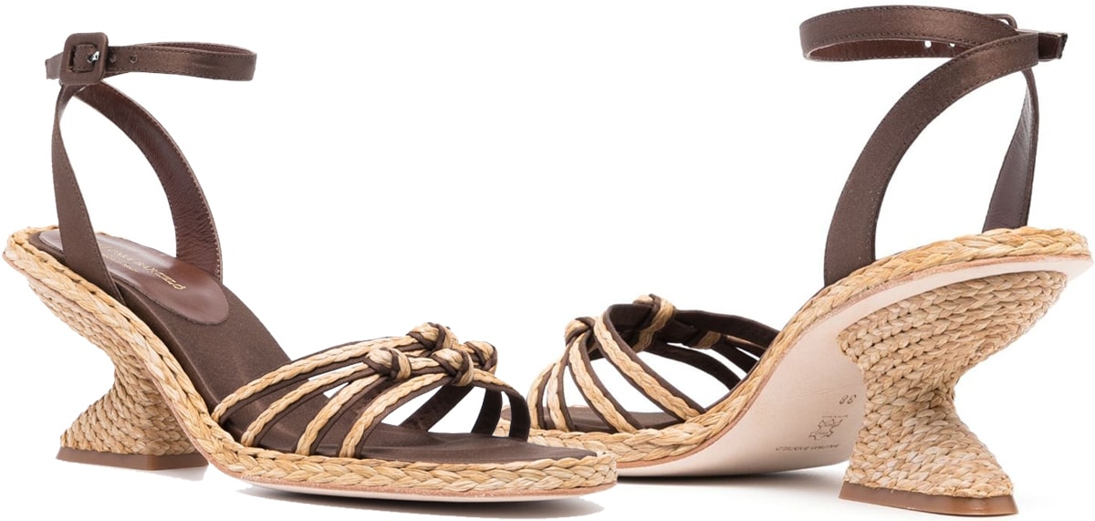 The sculpted braided heel gives this classic Paloma Barcelo sandal silhouette a contemporary look