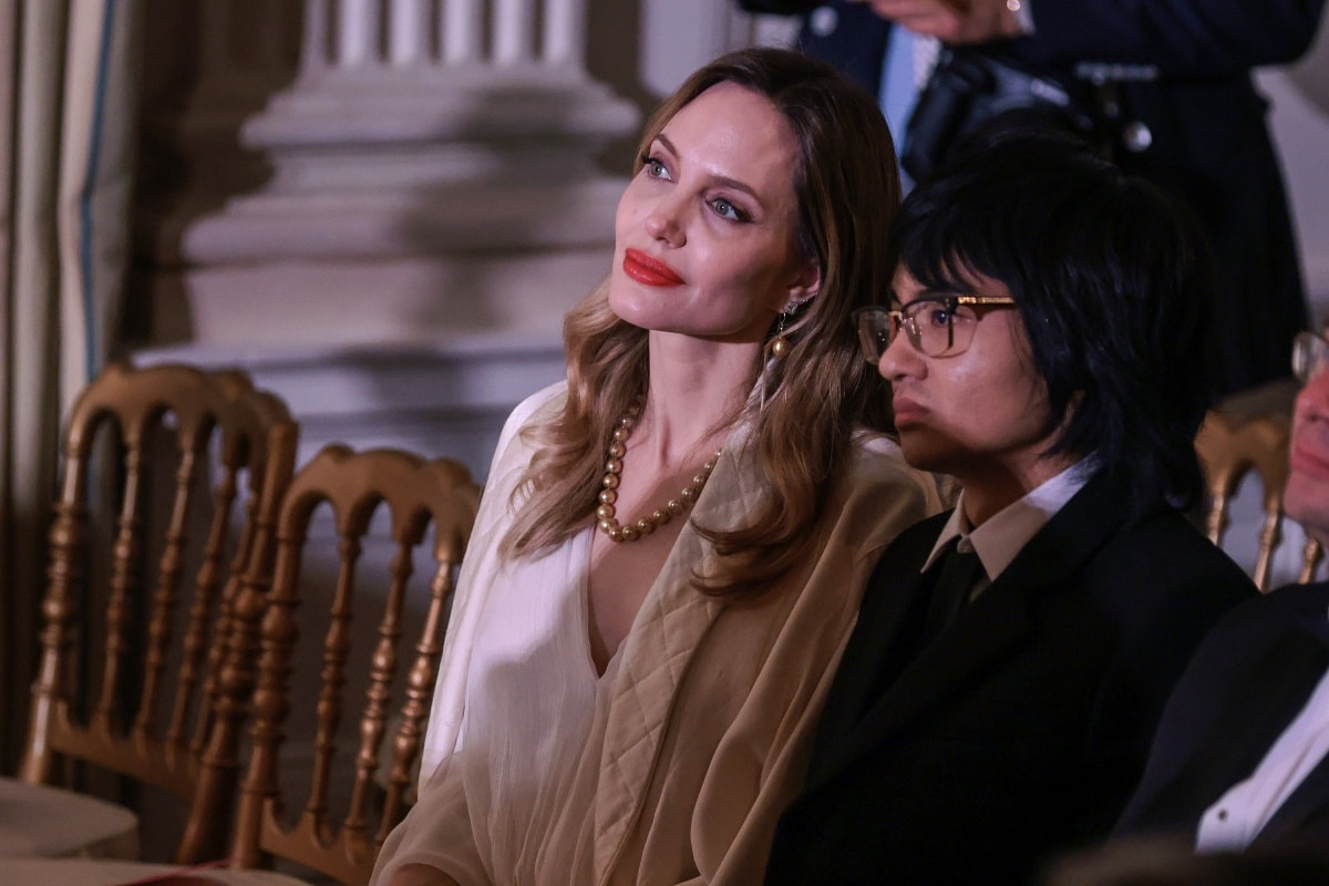 Angelina Jolie and son Maddox Jolie-Pitt at the Republic of Korea State Dinner held at the White House