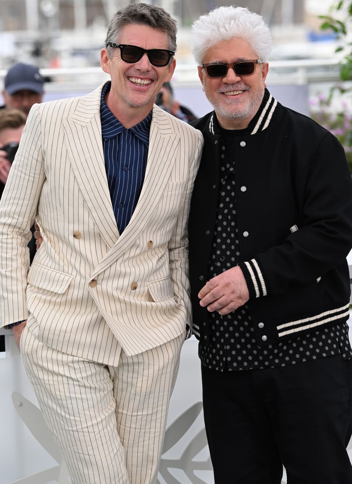 Ethan Hawke and Pedro Almodovar at the Strange Way of Life photocall during the 76th Cannes Film Festival