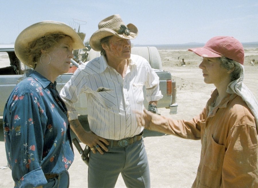 Sigourney Weaver, Jon Voight, and Shia LaBeouf star in a scene from the 2003 adaptation of Holes, based on the novel by Louis Sachar