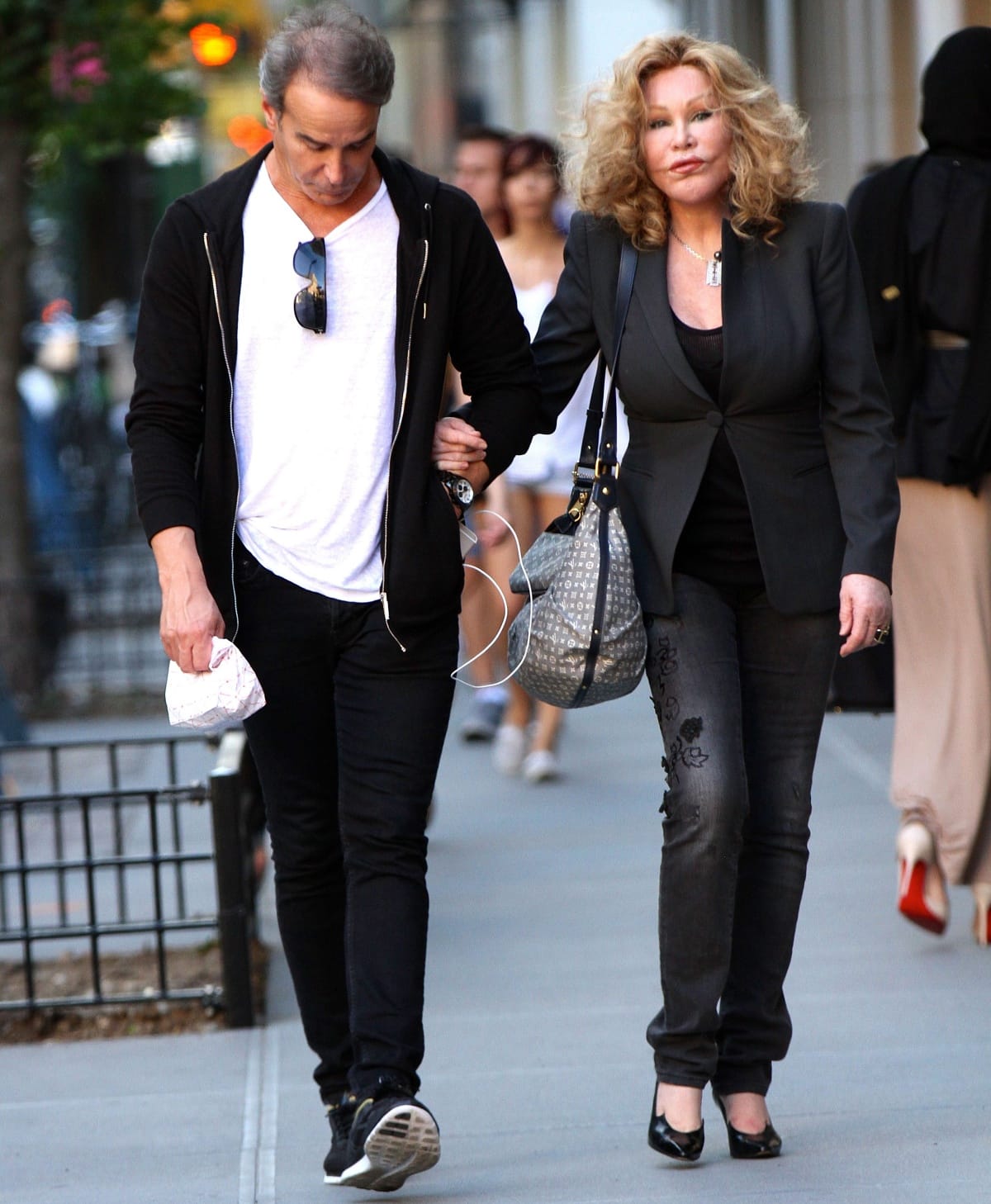 Lloyd Klein and Jocelyn Wildenstein taking a walk in Tribeca