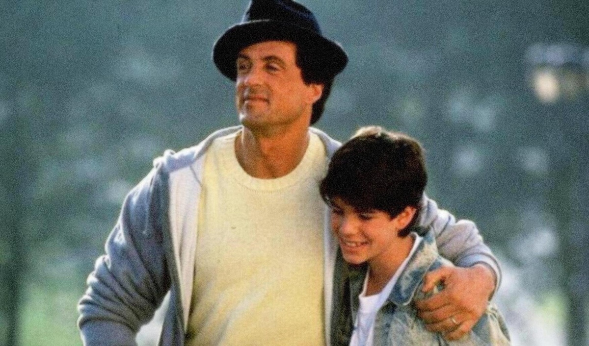 Sylvester Stallone as Rocky Balboa and Sage Stallone as Rocky Balboa Jr. in the 1990 sports drama film Rocky V
