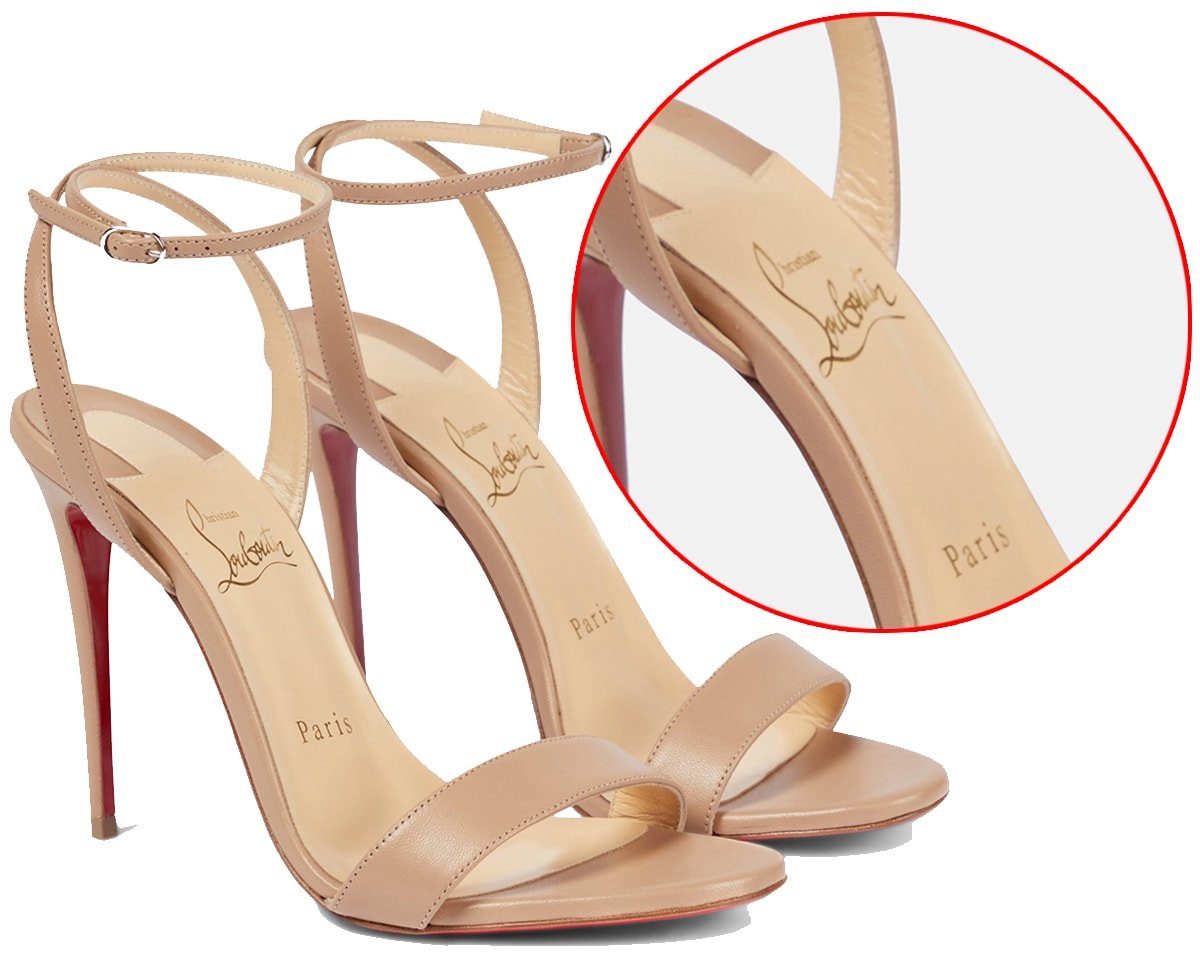 Authentic Christian Louboutin heels have even insoles, aligned uppers, and thinner logo font