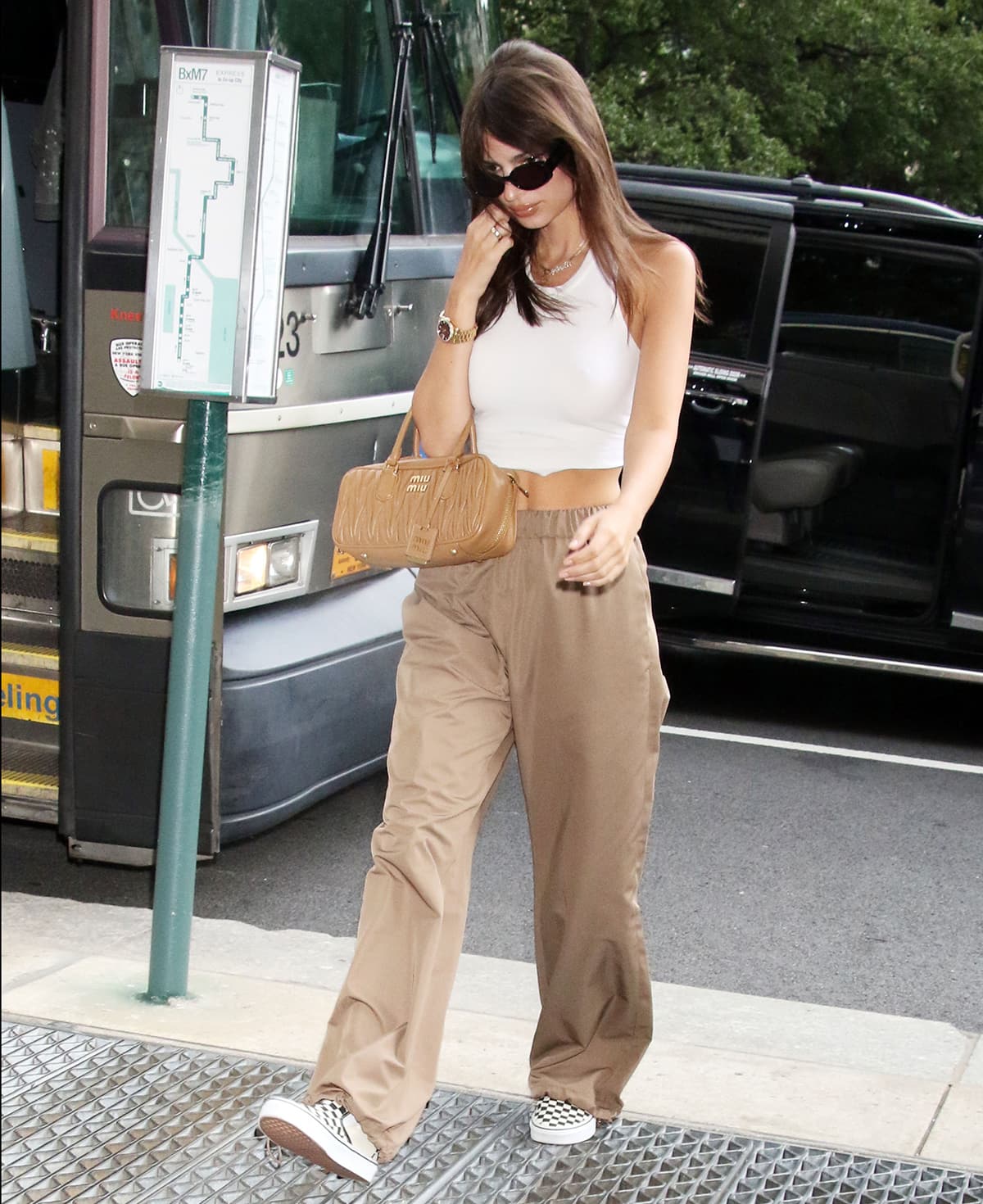 Emily Ratajkowski heads to Sony Music Studios to record a new episode for her podcast, High Low with EmRata, on June 28, 2023