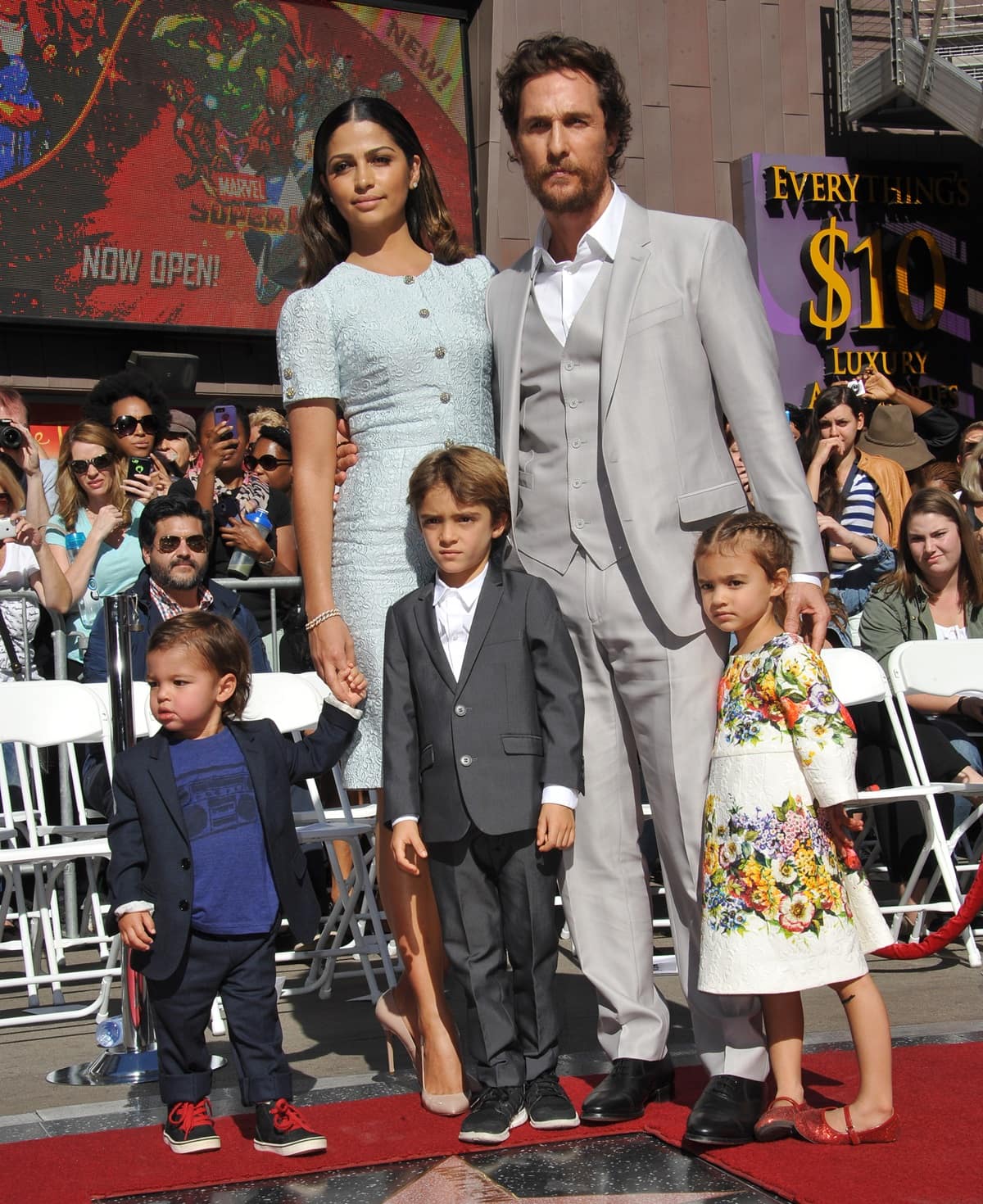 Actor Matthew McConaughey and wife/model Camila Alves with children Livingston, Levi, and Vida at Matthew McConaughey's Star Ceremony On The Hollywood Walk Of Fame